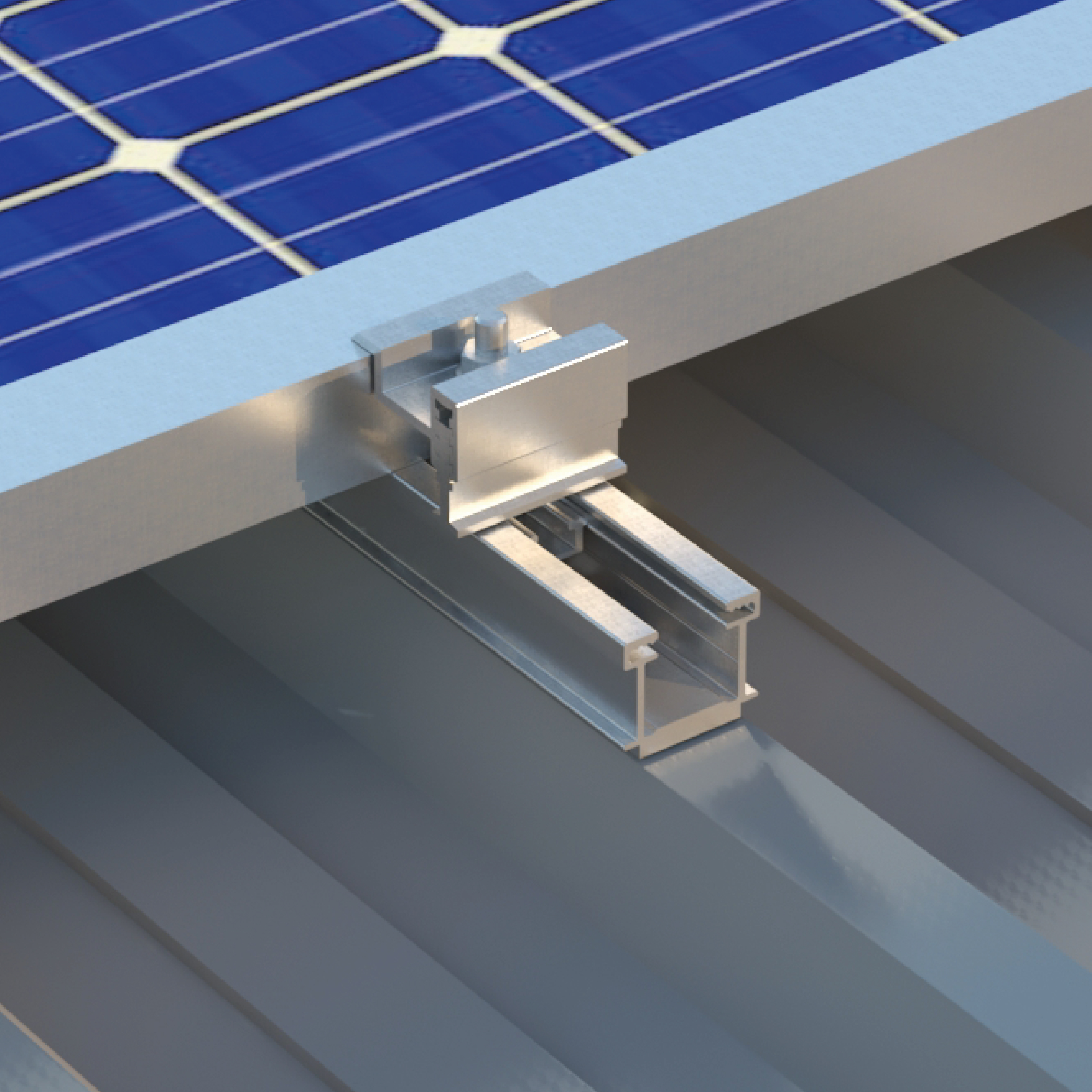 Aplicación fijación coplanar de panel solar en cubierta metálica