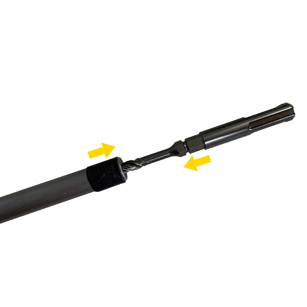 Montaje del adaptador BTS6 con broca y vástago SDS