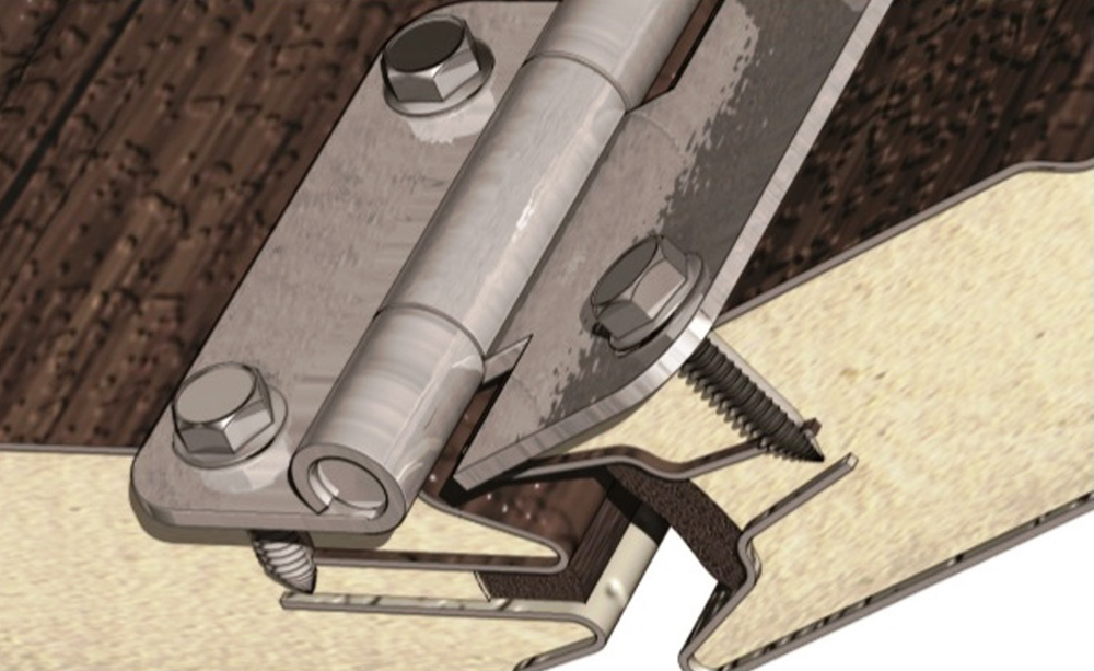 Fijación de bisagra en panel sándwich con tornillo PG