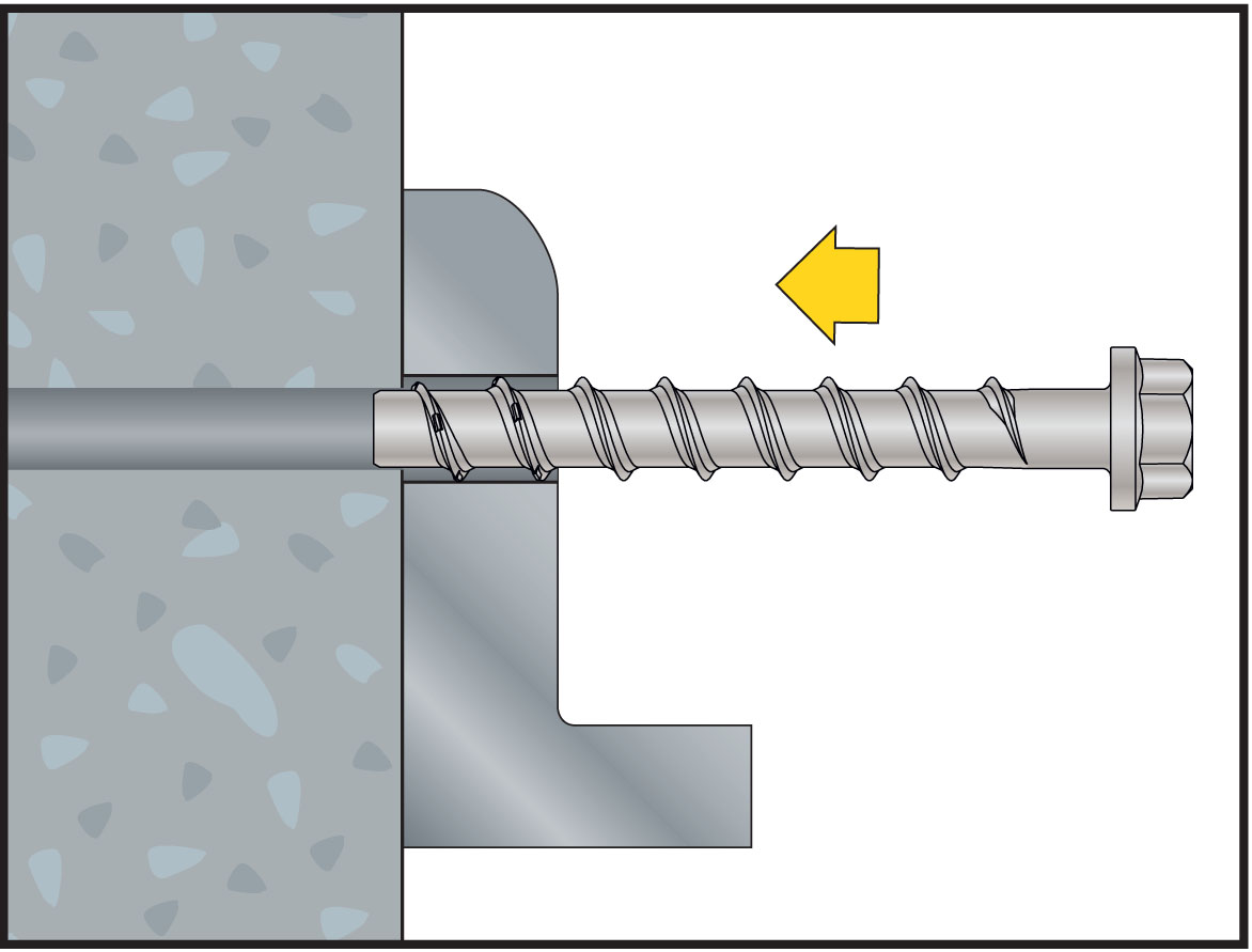 Colocación del tornillo BTS-5 B con cabeza hexagonal en hormigón para fijación directa