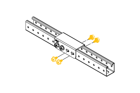 Instalación de pletina unión doble para perfiles Strut Klimaproof