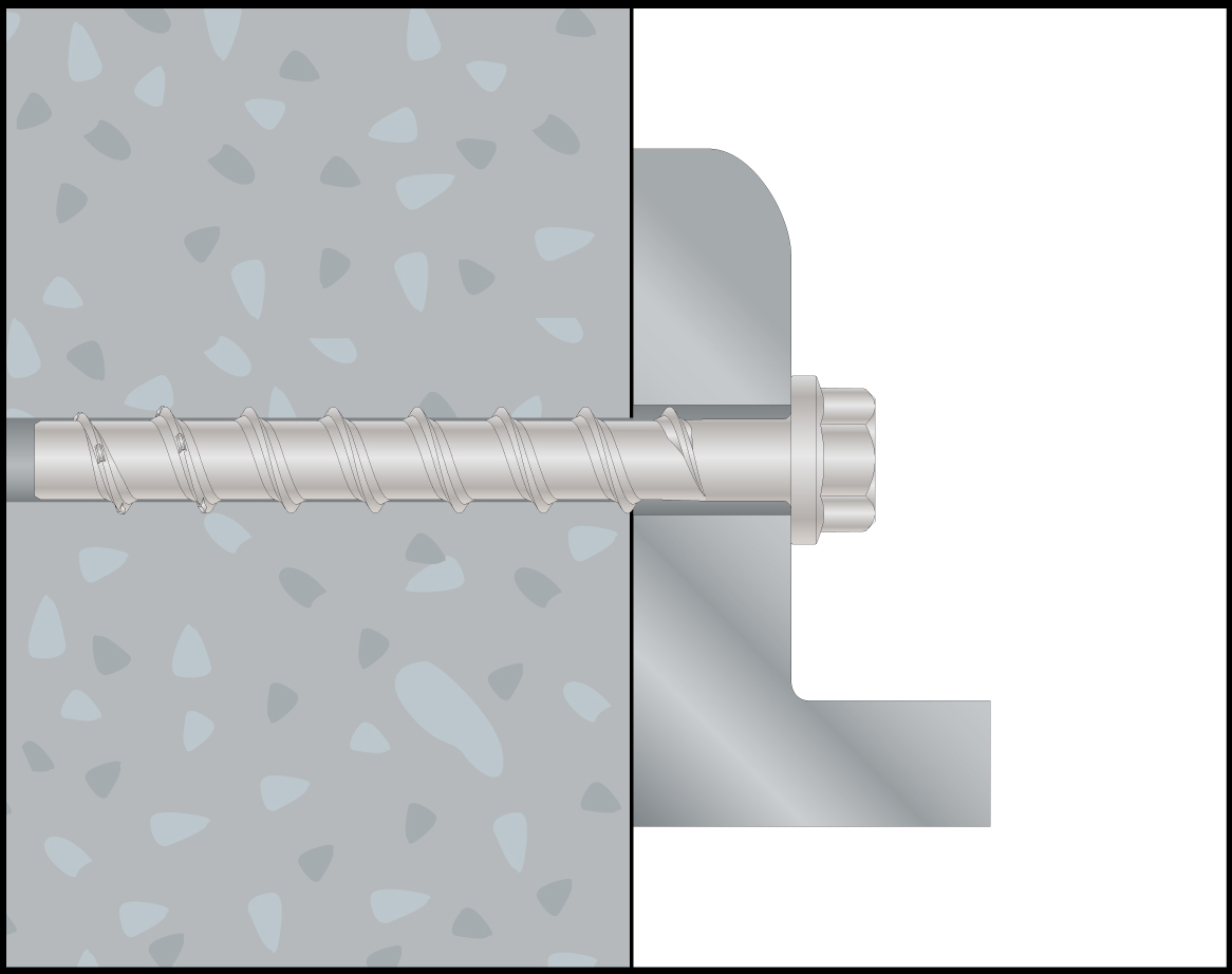 Instalación anclaje tornillo hormigón BTSM fijación completa