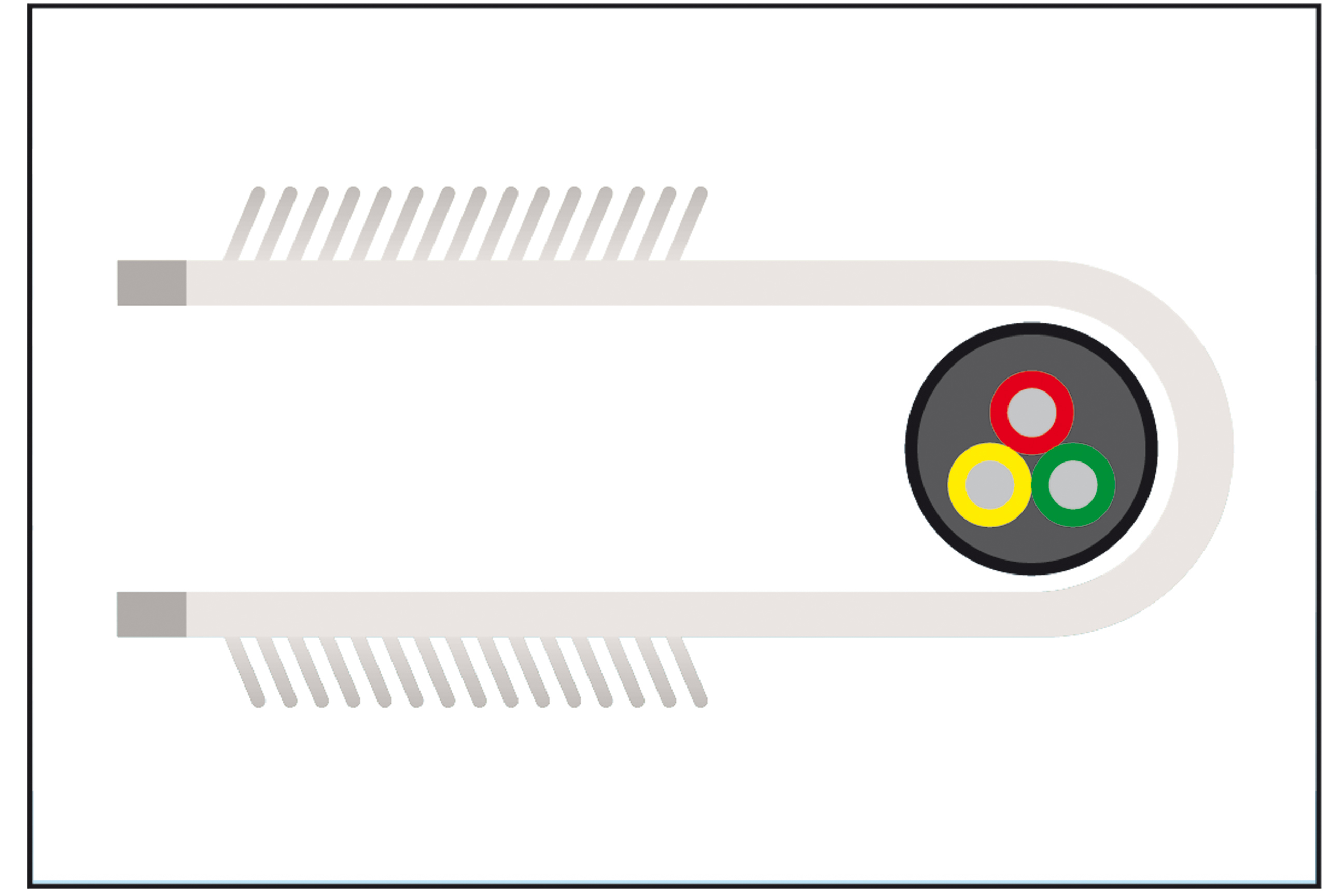 Diagrama de montaje de cable con sistema de fijación plástica dentada
