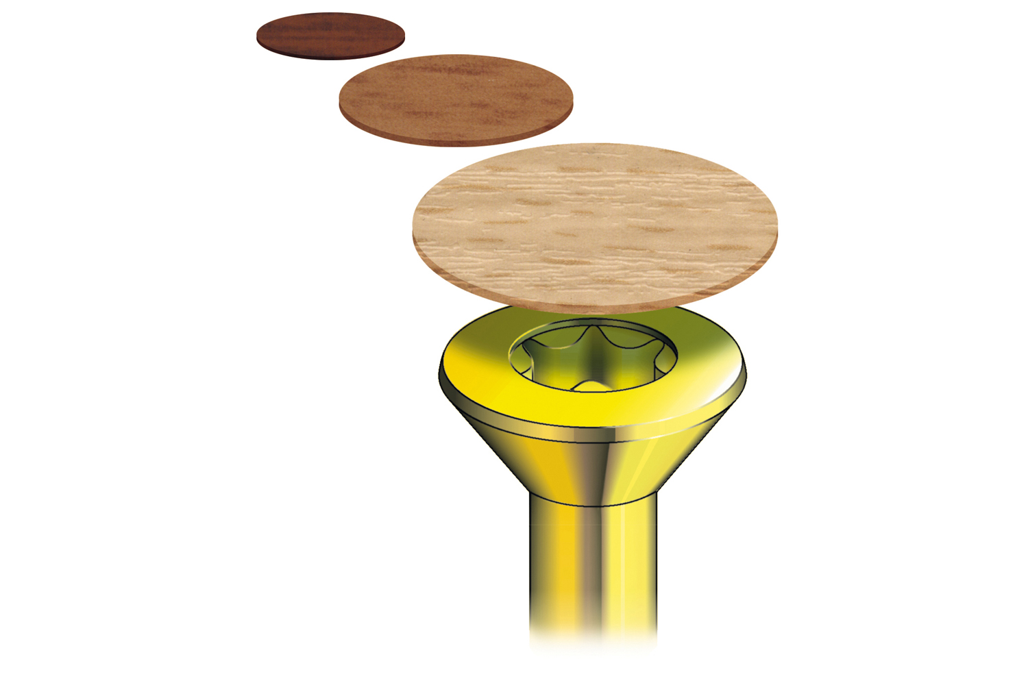 Tapón adhesivo MTAP para ocultar tornillos en madera