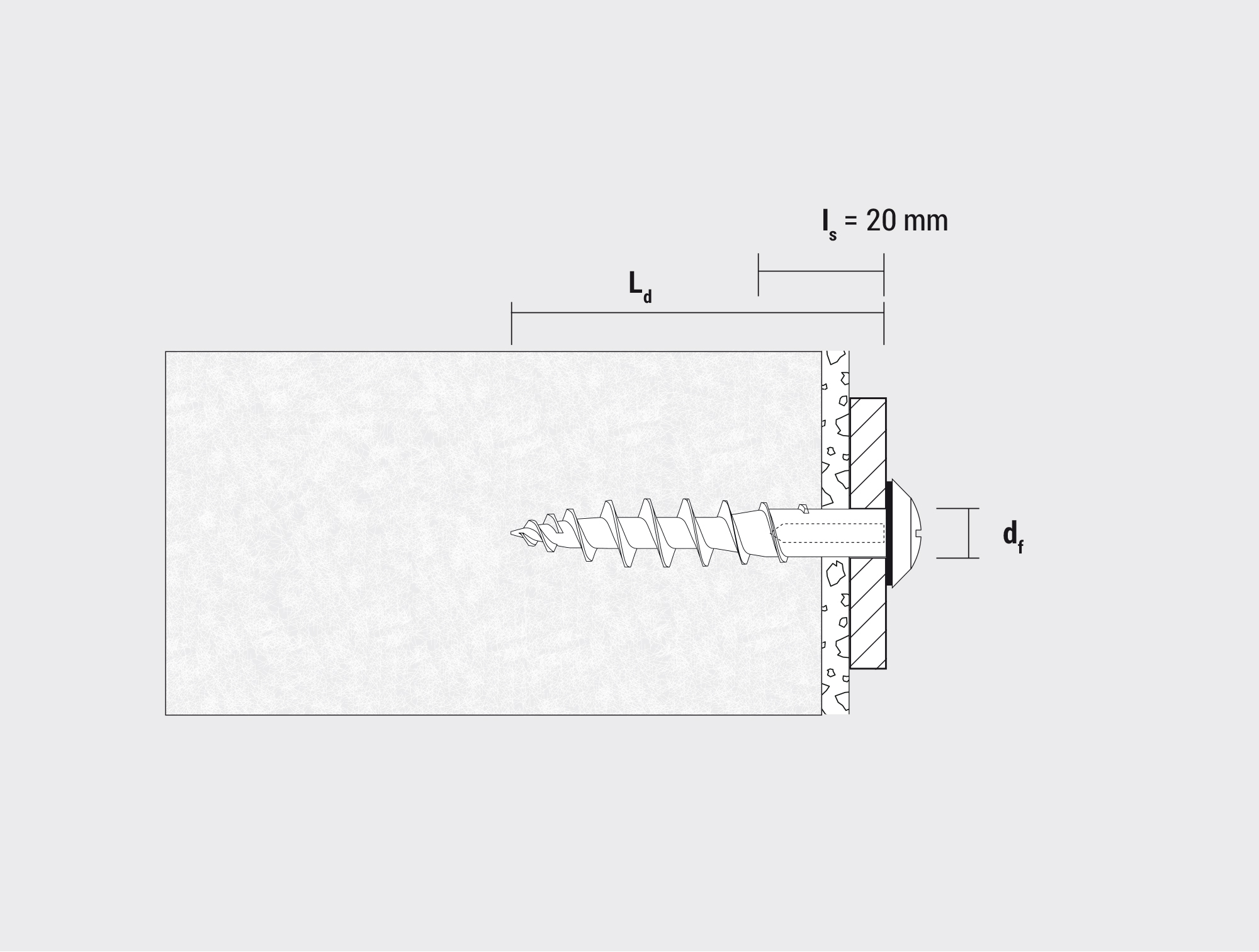 Dibujo técnico del taco de tornillo para placas aislantes IPSD-H 55