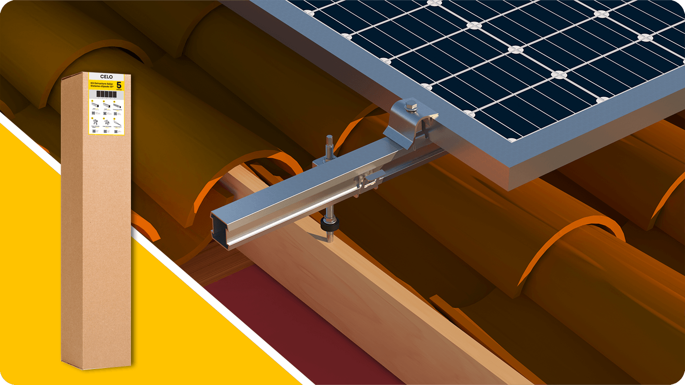 instalador montando sistema de fijación solar clipado sobre cubierta de teja