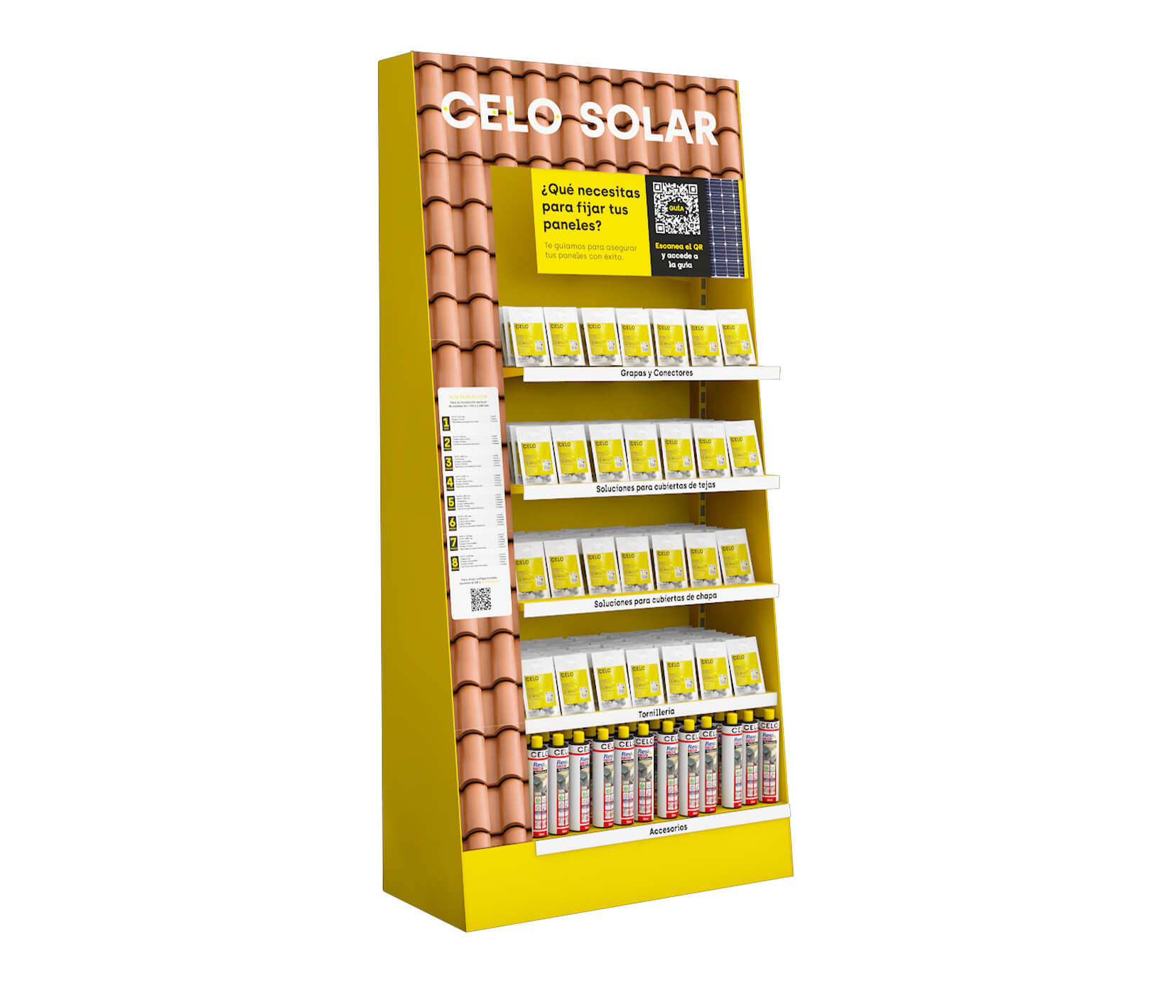Solar a granel: Expositor para distribución de CELO con productos a granel para la instalación de paneles solares