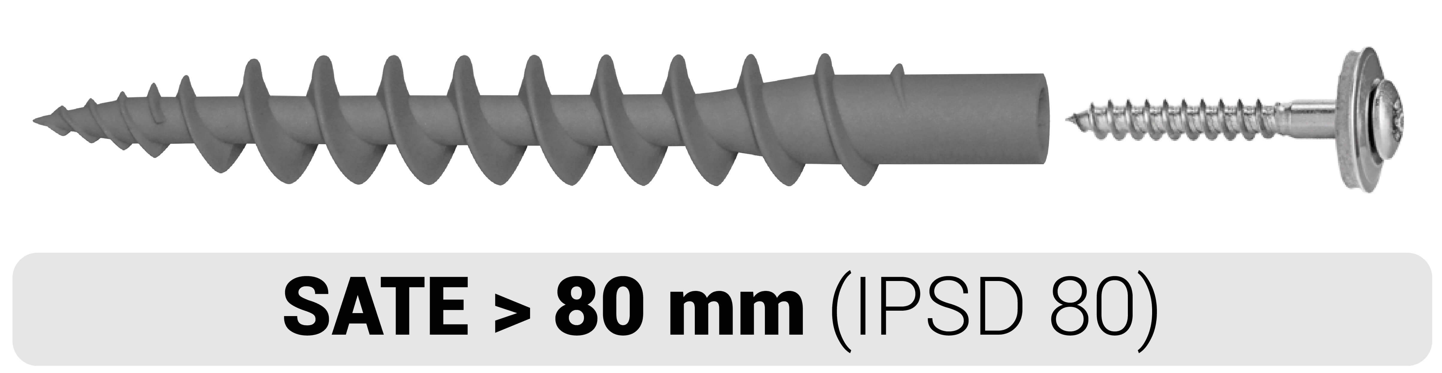 Taco tornillo IPSD 80 para fijación directa sobre aislamiento SATE de CELO